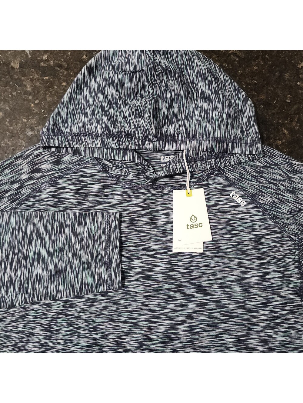 NWT Tasc Carrollton Long Sleeve Hoodie Mens Large Space Dye Performance Stretch